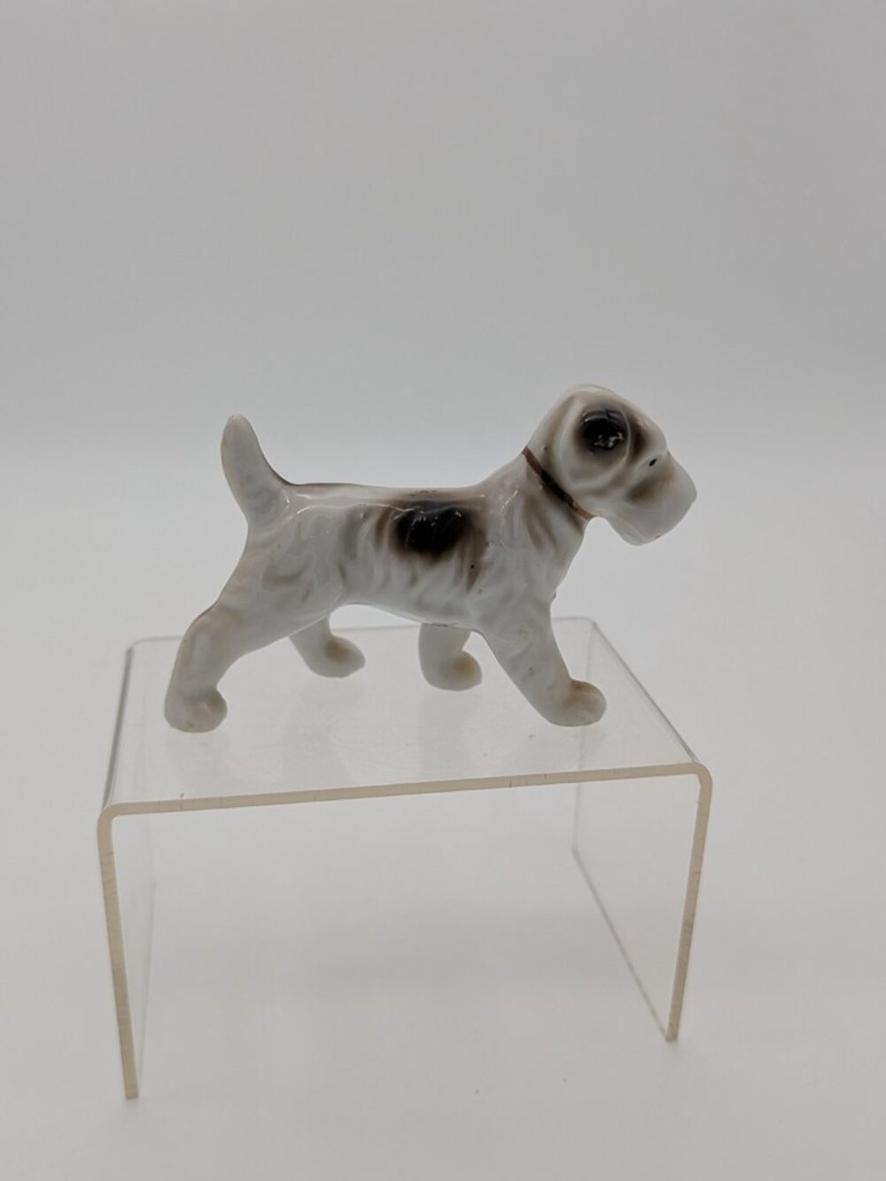 Terrier Porcelain Figurine pair 6" Made Japan black dog wire haired vintage